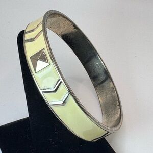 Cream and Silver Chevron Bracelet